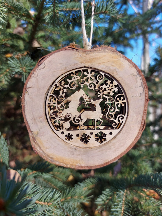 Live edge multi-layer Christmas tree ornaments