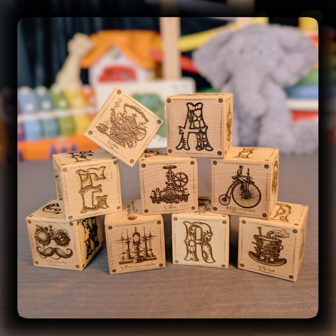 Steampunk Alphabet Blocks